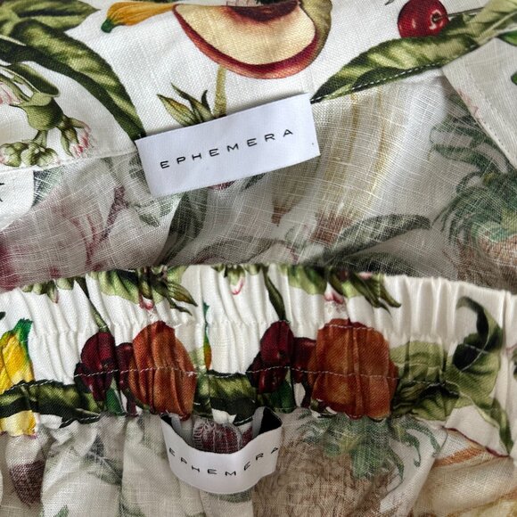 Ephemera Tropicana Siesta Coords Shirt And Shorts Set Fruit Printed Linen Sz 4 - Picture 3 of 13